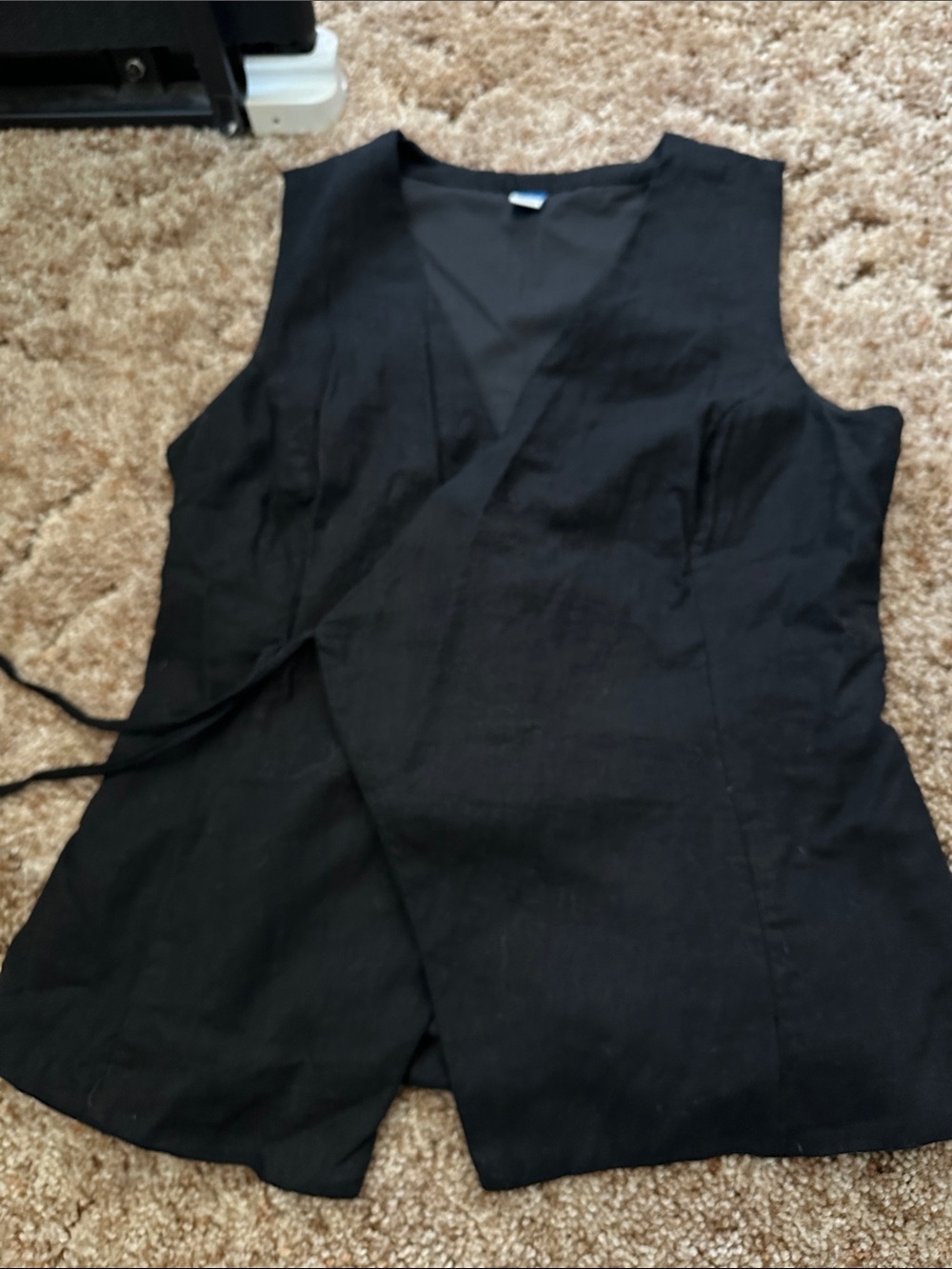 Old Navy Black Sleeveless Wrap Vest with Waist Tie